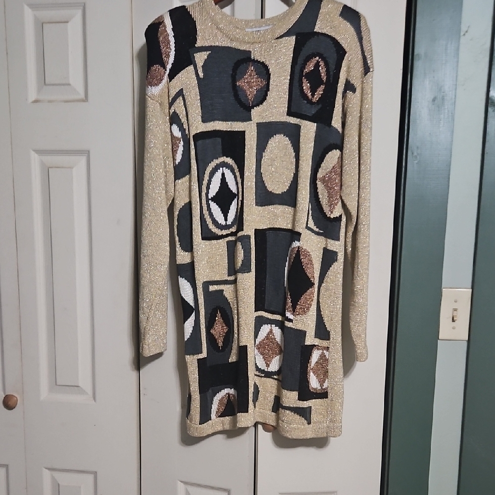 Geometric Patterned Sweater Dress
